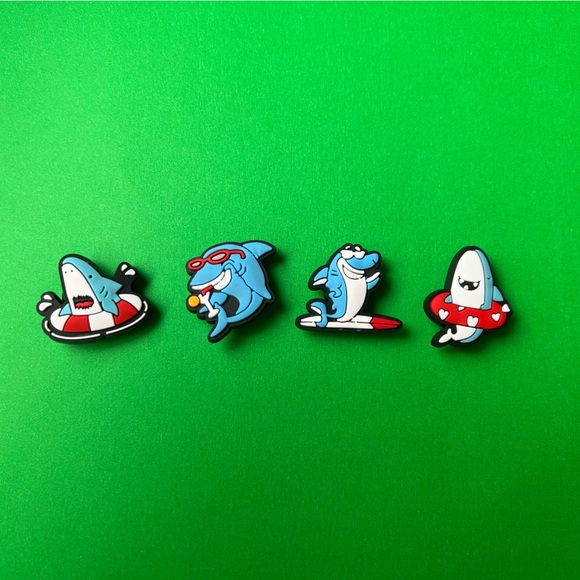 Shark Crocs Shoe Charms Set of 8 - jibbitz Charms - Picture 3 of 6
